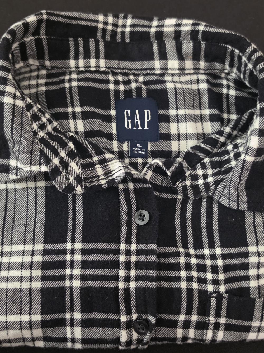 GAP Black and White Plaid Button-Down Shirt